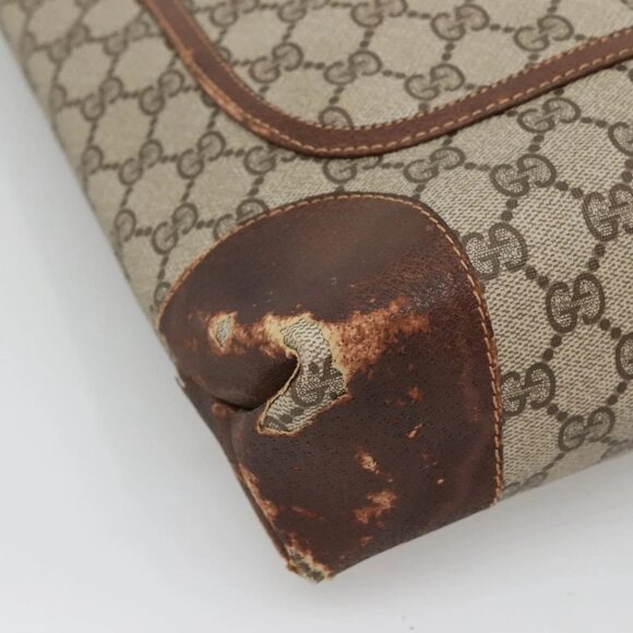 GUCCI GG Supreme Web Sherry Line Tote Bag PVC Beige 41 004 4465 Auth ti2974 - Picture 5 of 16